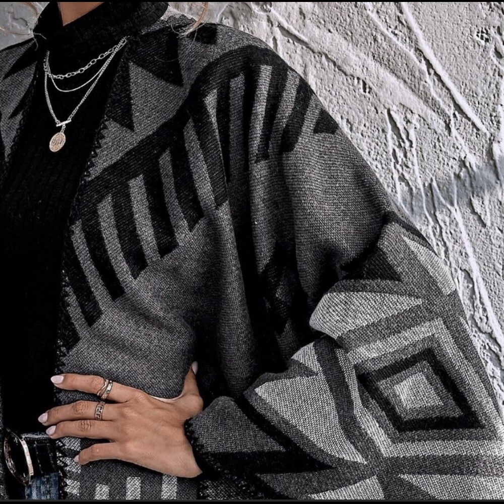 COPY - Charcoal Cardigan Shawl - Picture 4 of 5